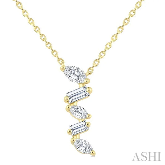 Mixed Shape Zig-Zag Diamond Fashion Pendant