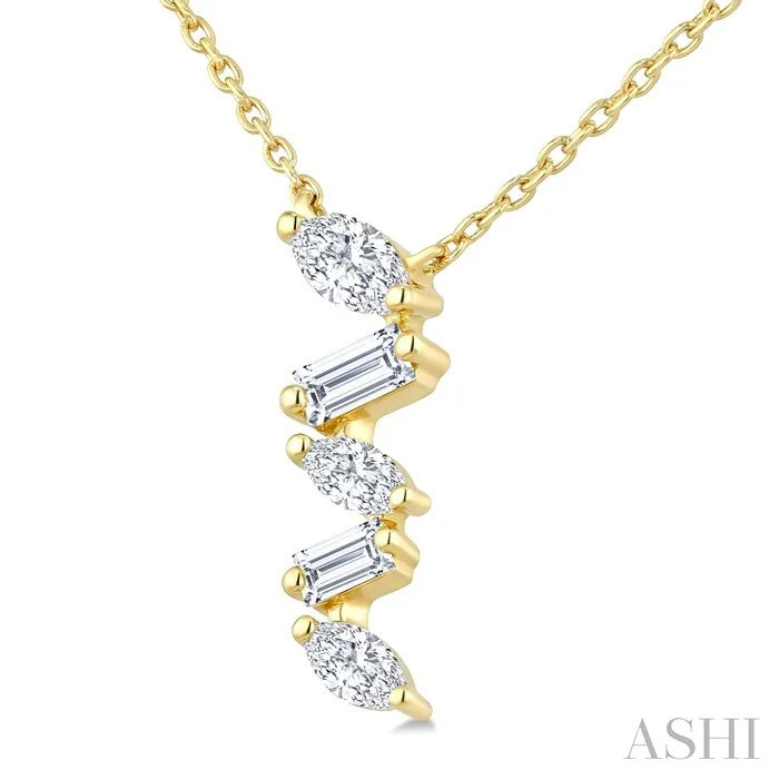 Mixed Shape Zig-Zag Diamond Fashion Pendant