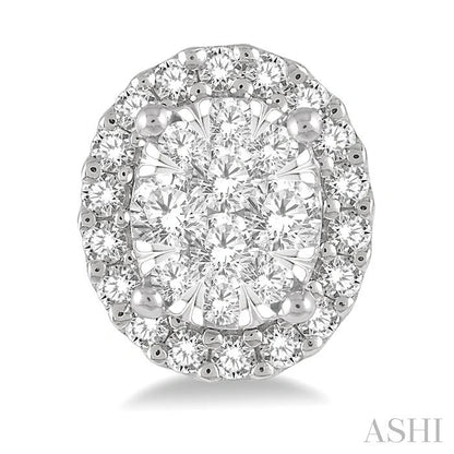 Oval Shape Halo Lovebright Essential Diamond Earrings