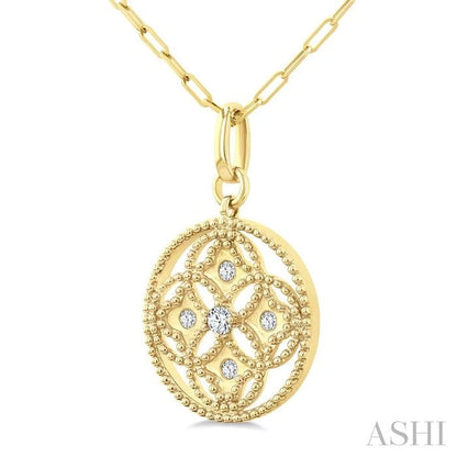 Circle Paperclip Medallion Diamond Fashion Pendant