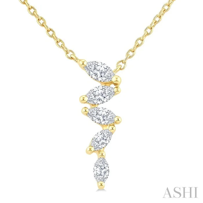 Marquise Shape Zig-Zag Diamond Fashion Pendant