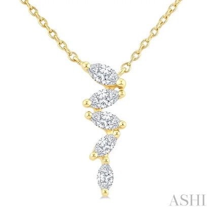 Marquise Shape Zig-Zag Diamond Fashion Pendant