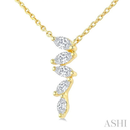 Marquise Shape Zig-Zag Diamond Fashion Pendant