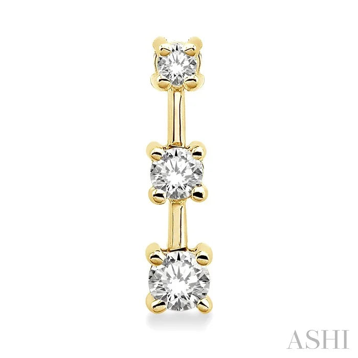Round Shape Past Present & Future Diamond Earrings