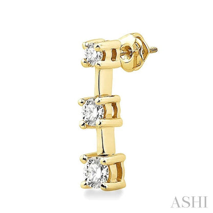 Round Shape Past Present & Future Diamond Earrings