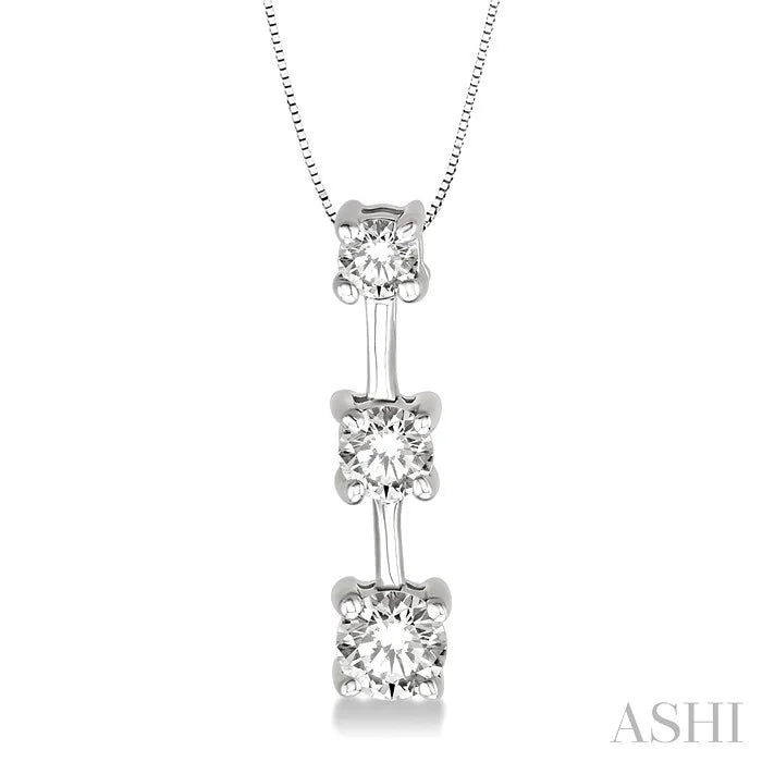 Round Shape Past Present & Future Diamond Pendant