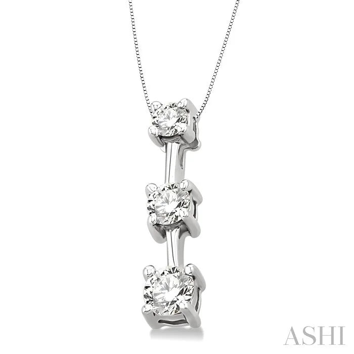 Round Shape Past Present & Future Diamond Pendant