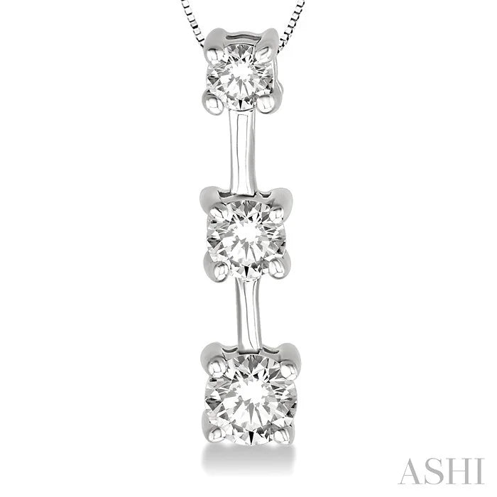 Round Shape Past Present & Future Diamond Pendant
