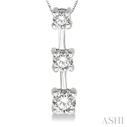 Round Shape Past Present & Future Diamond Pendant