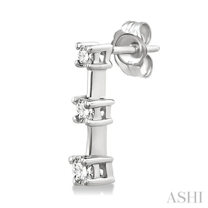 Round Shape Past Present & Future Diamond Earrings