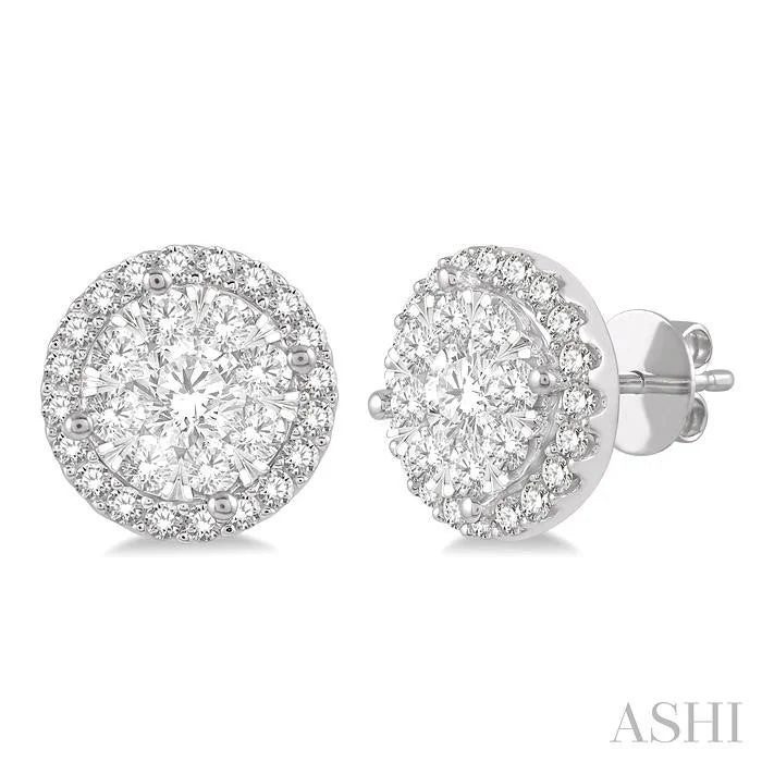 Round Shape Halo Lovebright Essential Diamond Earrings