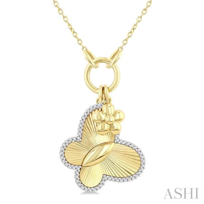 Butterfly Charm Fluted Diamond Fashion Pendant