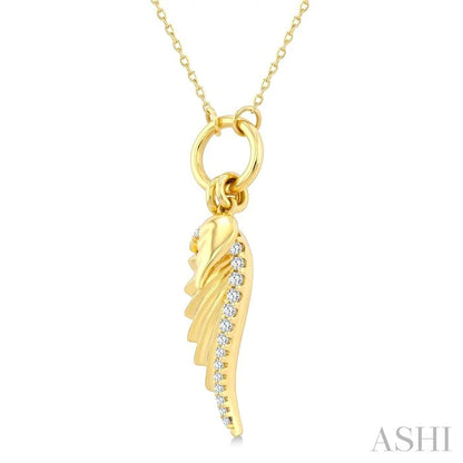 Angel Wings Charm Fluted Diamond Fashion Pendant
