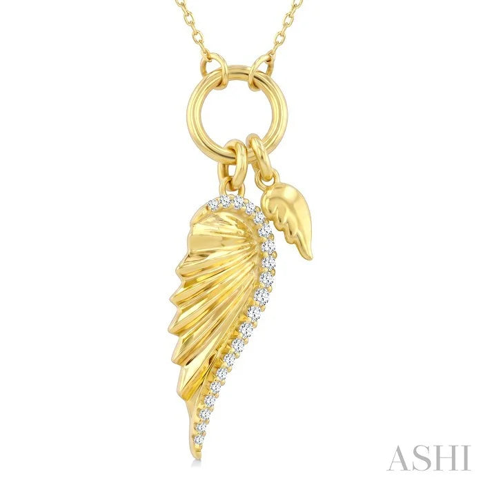 Angel Wings Charm Fluted Diamond Fashion Pendant