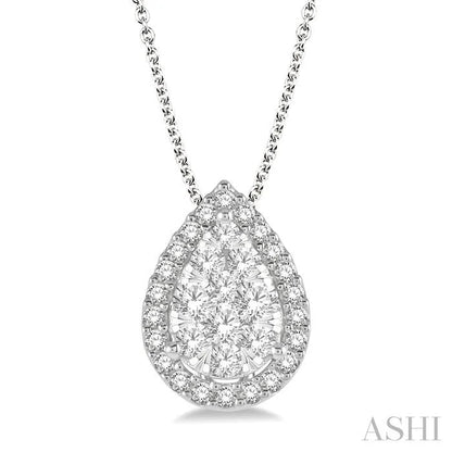 Pear Shape Halo Lovebright Essential Diamond Pendant