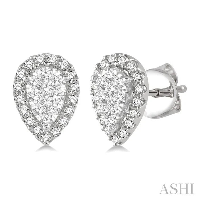 Pear Shape Halo Lovebright Essential Diamond Earrings