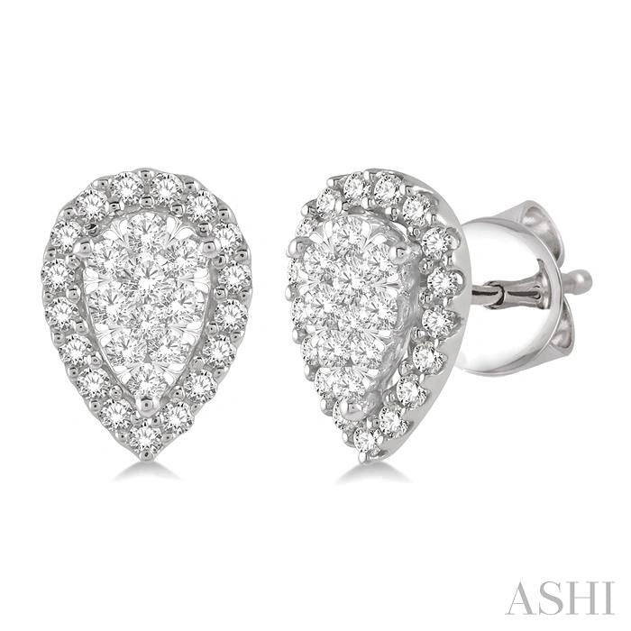 Pear Shape Halo Lovebright Essential Diamond Earrings