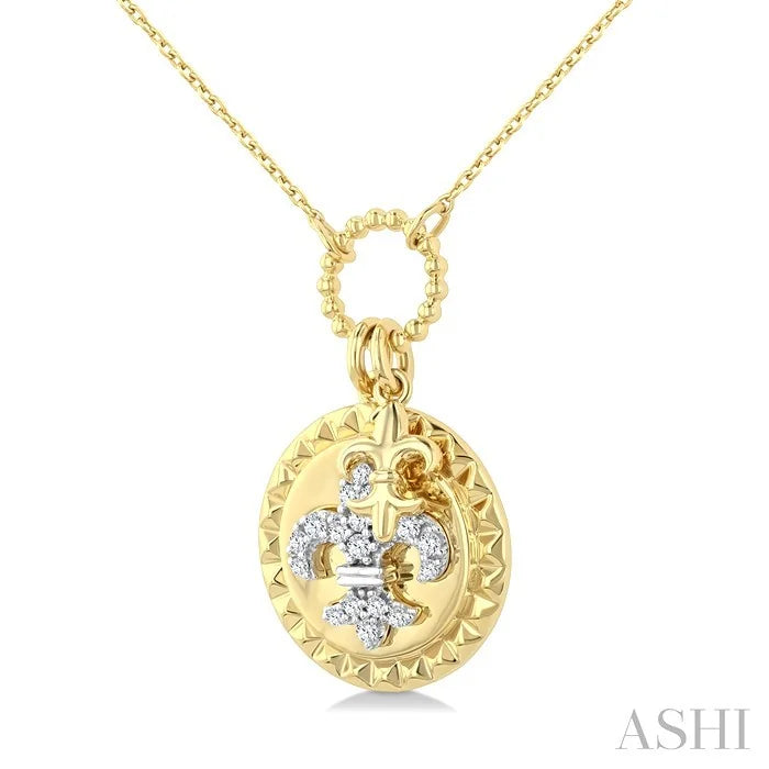 Circle Fleur De Lis Charm Diamond Fashion Pendant