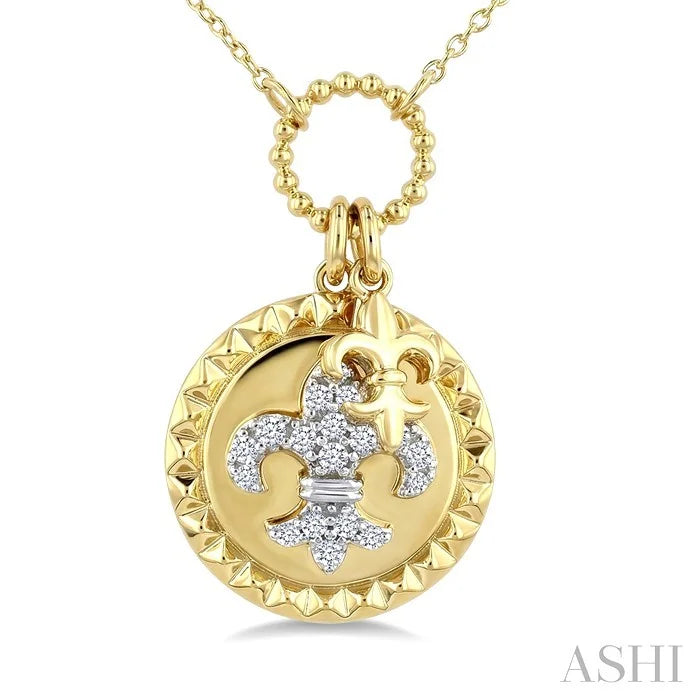 Circle Fleur De Lis Charm Diamond Fashion Pendant