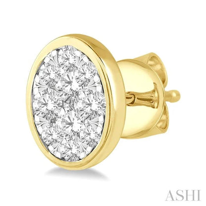 Oval Shape Bezel Set Lovebright Essential Diamond Stud Earrings