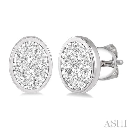 Oval Shape Bezel Set Lovebright Essential Diamond Stud Earrings