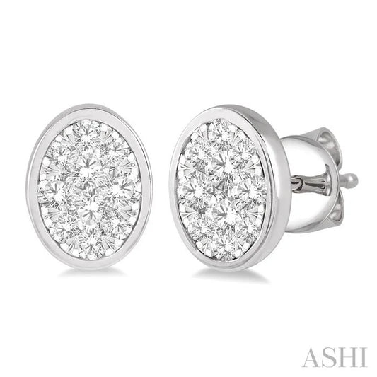 Oval Shape Bezel Set Lovebright Essential Diamond Stud Earrings