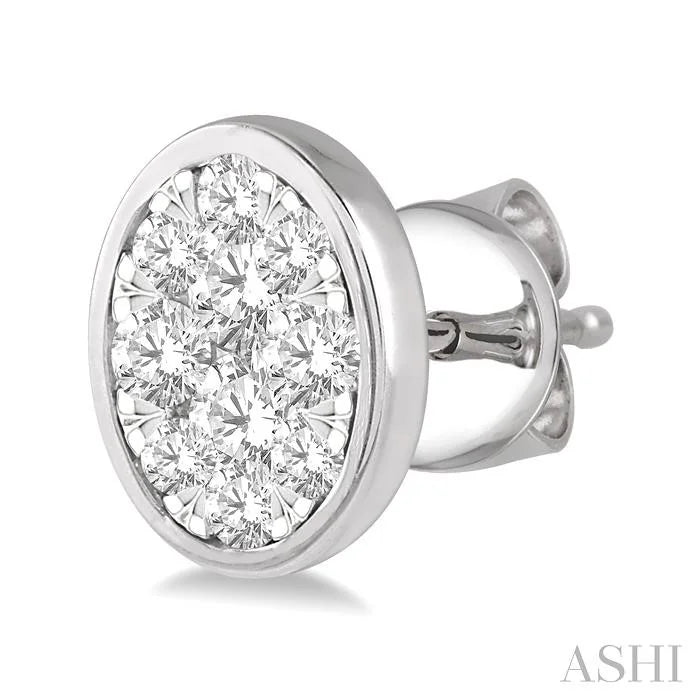 Oval Shape Bezel Set Lovebright Essential Diamond Stud Earrings