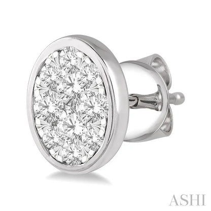 Oval Shape Bezel Set Lovebright Essential Diamond Stud Earrings