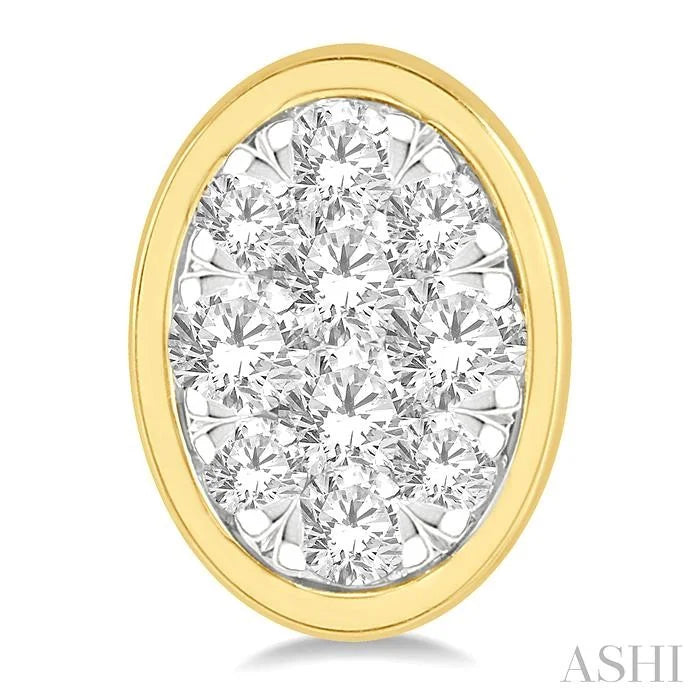 Oval Shape Bezel Set Lovebright Essential Diamond Stud Earrings