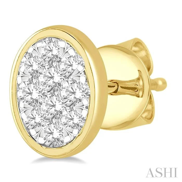 Oval Shape Bezel Set Lovebright Essential Diamond Stud Earrings