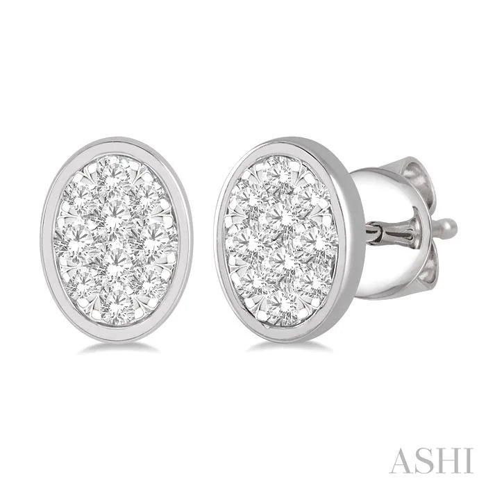 Oval Shape Bezel Set Lovebright Essential Diamond Stud Earrings