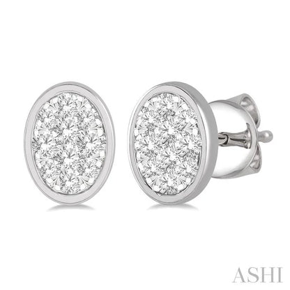 Oval Shape Bezel Set Lovebright Essential Diamond Stud Earrings