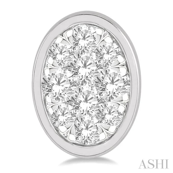 Oval Shape Bezel Set Lovebright Essential Diamond Stud Earrings