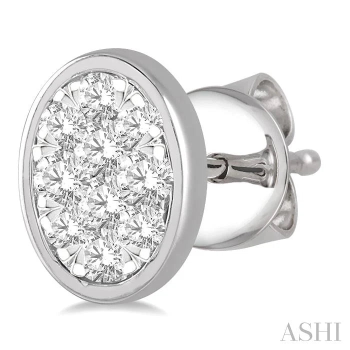 Oval Shape Bezel Set Lovebright Essential Diamond Stud Earrings