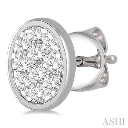 Oval Shape Bezel Set Lovebright Essential Diamond Stud Earrings