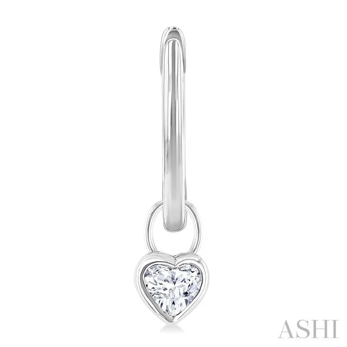 Heart Shape Bezel Set Diamond Huggie Fashion Earrings