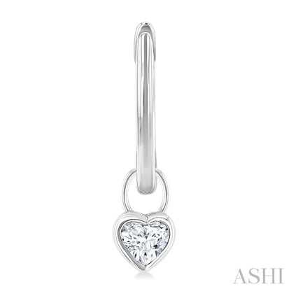 Heart Shape Bezel Set Diamond Huggie Fashion Earrings