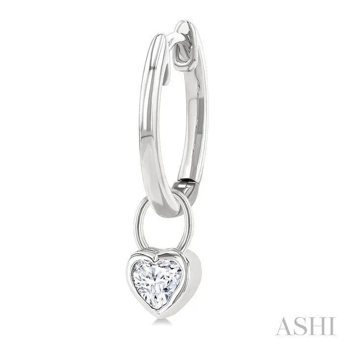 Heart Shape Bezel Set Diamond Huggie Fashion Earrings