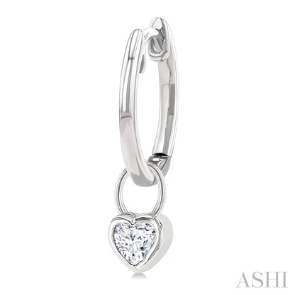 Heart Shape Bezel Set Diamond Huggie Fashion Earrings