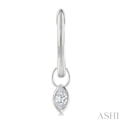 Marquise Shape Bezel Set Diamond Huggie Fashion Earrings