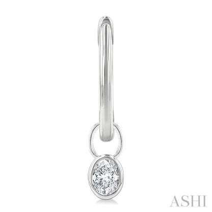 Oval Shape Bezel Set Diamond Huggie Fashion Earrings