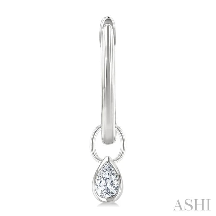 Pear Shape Bezel Set Diamond Huggie Fashion Earrings