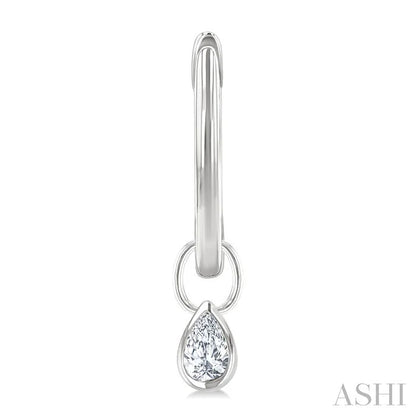 Pear Shape Bezel Set Diamond Huggie Fashion Earrings