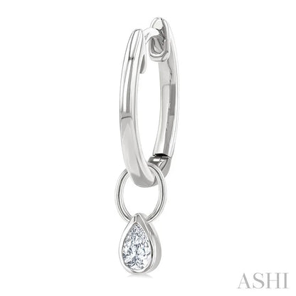 Pear Shape Bezel Set Diamond Huggie Fashion Earrings
