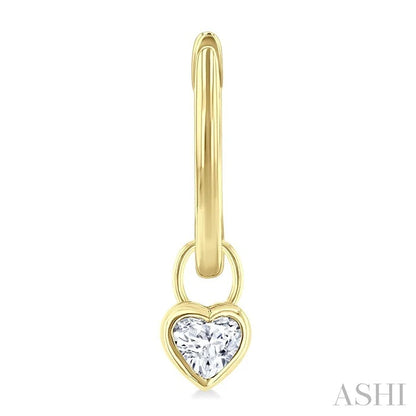 Heart Shape Bezel Set Diamond Huggie Fashion Earrings