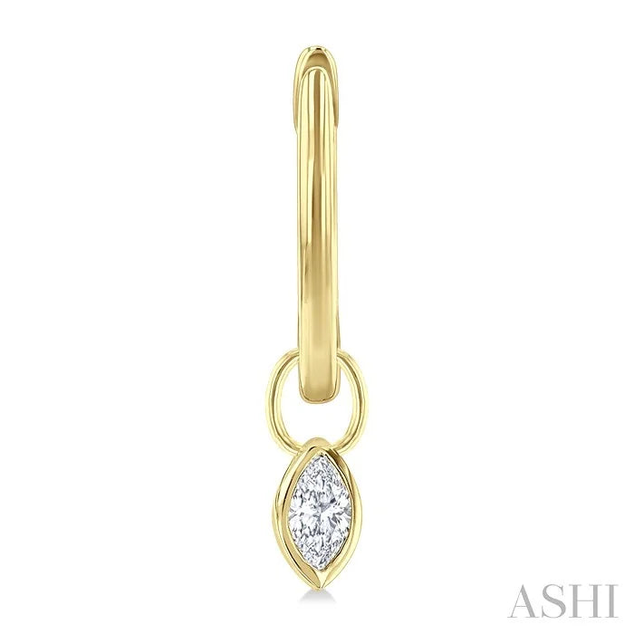 Marquise Shape Bezel Set Diamond Huggie Fashion Earrings