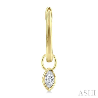 Marquise Shape Bezel Set Diamond Huggie Fashion Earrings
