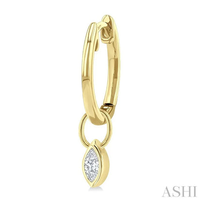 Marquise Shape Bezel Set Diamond Huggie Fashion Earrings