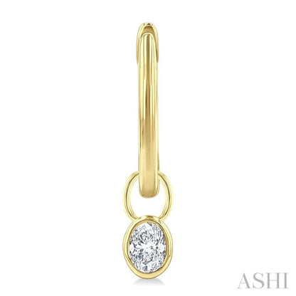 Oval Shape Bezel Set Diamond Huggie Fashion Earrings