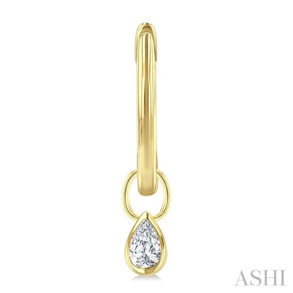 Pear Shape Bezel Set Diamond Huggie Fashion Earrings